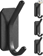 Paoli Heavy Duty Adhesive Hooks,Self-Adhesive Hooks Multiple Colors and Styles 30 lb Maximum Load for Home Schools and Offices (4pc, Black)