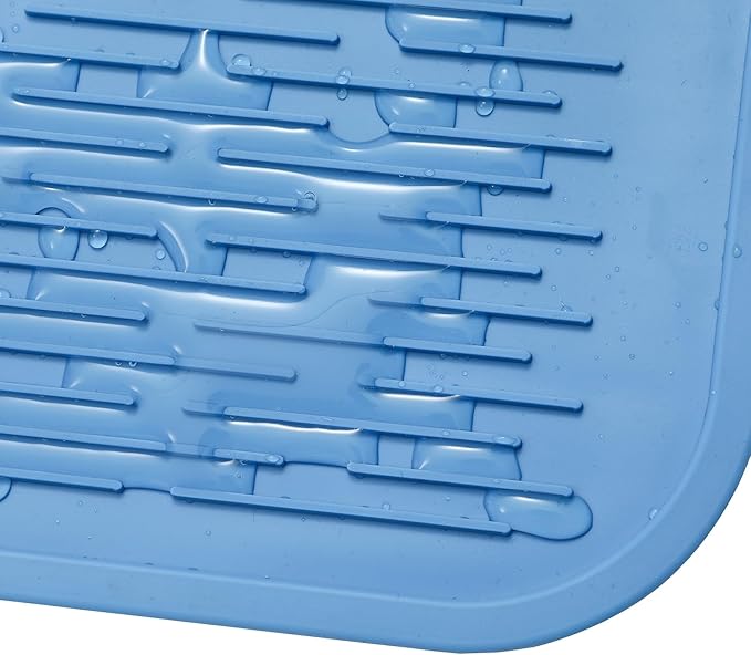 Silicone Dish Drying Mat for Multiple Usage,Easy clean,Eco-friendly,Heat-resistant Silicone Mat for Kitchen Counter or Sink,Refrigerator or Drawer Liner Lichen BlueL 5XL 36inches x 18inches