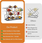 Countertop Wine Rack - 14 Bottle Freestanding Modern Black Metal Small Wine Rack - 3 Tier Small Tabletop Wine Bottle Storage Stand, for Kitchen,Bar,Cabinet.