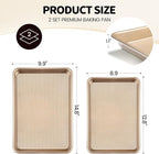 Vinino Baking Sheet Set of 2, Cookie Sheets For Baking with Square Texture Pattern, Thicker Carbon Steel Non-stick Baking Pan Quarter/Jelly Roll Pans Tray for Oven 15-GD
