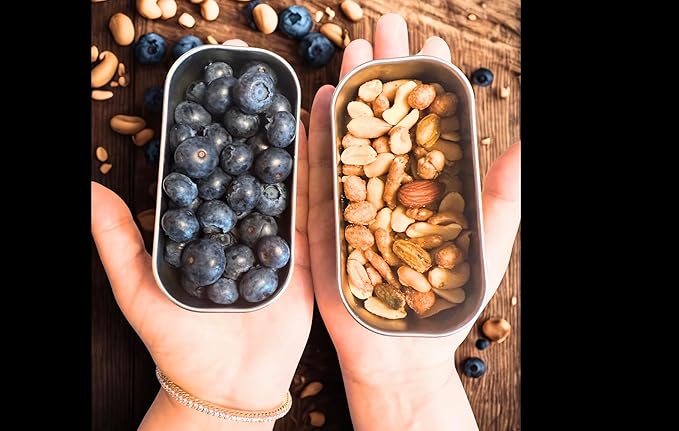 Flexibento - Leak proof Stainless Steel Lunch Box | Bento Box |Food , Lunch Containers with Silicone Lids| sandwich and Snack Containers |Metal lunch Box |Black | 27 OZ, 2*6.5 OZ| Adjustable Divider