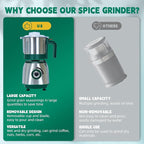 Spice Grinder Electric,Herb Nut Grinder for Kitchen,Detachable Espresso Grinder with Stainless Steel Blades,Filter and Brush, 500w Dry and Wet Grain Mill for Coffee,Rice,Bean,Seasoning(Green)