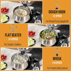 3-in-1 Stand Mixer, 5.3Qt 660W, 6-Speed Tilt-head Food Mixer, Electric Kitchen Portable Lightweight Mixer with Stainless Steel Bowl, Dough Hook, Whisk, Beater(Red)