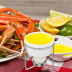 Treela 40 Pieces Ceramic Butter Warmers Set Included Butter Warmers Melter and 32 Tealight Candles for Chocolate Cheese Fondue Crab Lobster Microwave Oven Safe