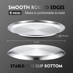 Thenshop 8 Pieces 12 Inch Pizza Pans Bulk Stainless Steel Sets Round Bakeware Pizza Trays for Oven Kitchen Baking Home Restaurant Picnics Holiday Activities Safe Sturdy Reusable Easy Clean(Silver)
