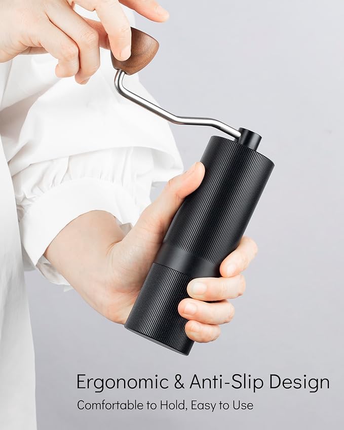 Manual Coffee Grinder, Photway Coffee Bean Grinder with CNC Stainless Steel Conical Burr and Adjustable Coarseness for French Press Coffee Office Traveling Camping Gift - Black Hand Coffee Grinder