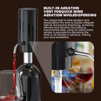 Wine Aerator Electric Wine Decanter Automatic Wine Aerator, Wine Dispenser Wine pourer with USB Rechargeable,Wine Lover for women&Men(Black-ABS)