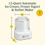 Cuisinart Ice Cream Maker Machine, 1.5 Quart Double Insulated Machine, Sorbet and Frozen Yogurt Maker, Ready in 20 Minutes, ICE-21P1, White