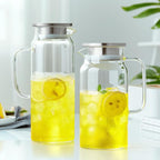 53OZ Glass Pitcher with Lid and Spout, Water Jug, 1580ml Carafe for Hot/Cold Water, Large Iced Tea Pitcher for Coffee, Juice and Homemade Beverage