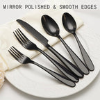 20-Piece Black Silverware Set, Flatware Set for 4, Food-Grade Stainless Steel Tableware Cutlery Set, Mirror Finished Utensil Sets for Home Restaurant, Forks Spoons and Knives Set, Dishwasher Safe