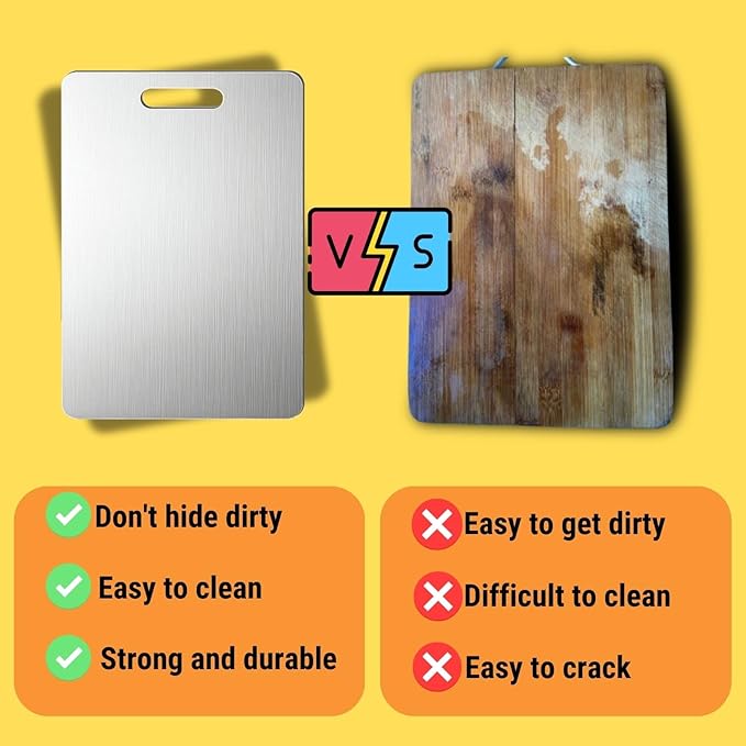 Titanium Cutting Board, 100% Pure Titanium Cutting Boards for Kitchen – Non Stick, Food-Grade, Hygiene & Durability Chopping Mat, Double Sided Chopping Board, Dishwasher Safe (12 x 8 inch)