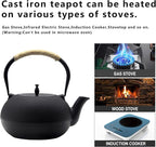 Big Cast Iron Teapot Set with Cups, Japanese Tetsubin Tea Kettle for Stovetop Safe, Cast Iron Tea Set with Tea Strainer for Loose Tea and Enameled Interior (1800ml Teapot Set with Cups)