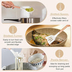 P&P CHEF Cooking Utensils Set, 6 PCS Kitchen Utensils with Wooden Handle, Silicone Spatula for Nonstick Cookware, Easy Clean & Non-toxic, White