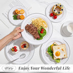 WDF 120PCS Plastic Christmas Plates White Silver Rim - Disposable Plates including 60PCS for Dinner 10.25inch, 60 Salad/Dessert Plates 7.5inch Heavy Duty Wedding