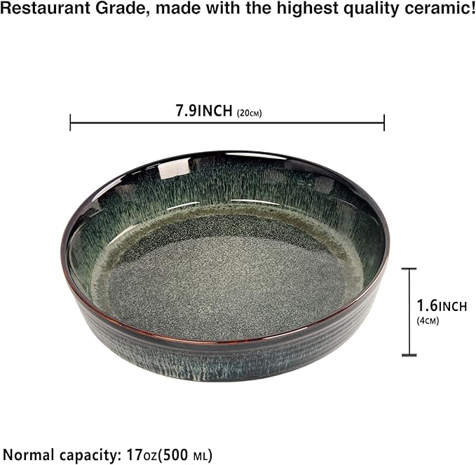 Ceramic Pie Pan Quiche Baking Dish Set of 2, Round 7.5 Inch Au Gratin Baking Dishes, 17 Ounces Non-Stick Tart Pan, Pie Plate for Apple, Oven, Dishwasher and Microwave Safe