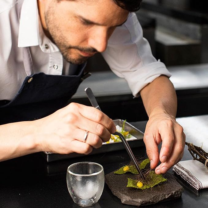 CREATIVECHEF Professional Chef Plating Kit, 10 Piece Culinary Plating Set, Black, Stainless Steel