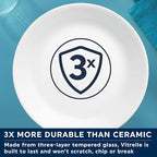 Corelle Vitrelle 4-Pieces 10.25" Glass Dinner Plates Chip & Crack Resistant Glass Dinnerware Set Plates, Winter Frost White