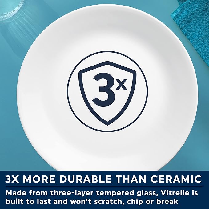 Corelle Vitrelle 4-Pieces 18-Oz Soup/Cereal Bowls Chip & Crack Resistant Glass Dinnerware Set Bowls, Winter Frost White