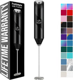 Zulay Kitchen Powerful Milk Frother Wand - Handheld Stainless Steel - Battery Operated Drink Mixer for Coffee, Lattes, Cappuccino, Matcha - Froth Mate Frother Gift - Black