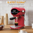 Espresso Machine with Steam Milk Frother Semi Automatic 20 Bar Compact Red with Touch Screen for home Cafetera Espresso, Latte, Cappuccino, Americano, Macchiato