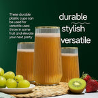 48 Pack Ribbed Ripple Stemless Toasting Glasses, Origami Durable 9 Oz BPA-Free Disposable Plastic Champagne Flutes for Weddings, Bars, Events, and Celebrations (Gold Rim)