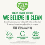 GreenLife 8” & 10” 2 Piece Nonstick Ceramic Frying Pan Set, Lightweight Healthy PFAS-Free Skillets, Dishwasher & Oven Safe, Durable Body, Silicone Stay-Cool Handles, Easy Release, Sage Green