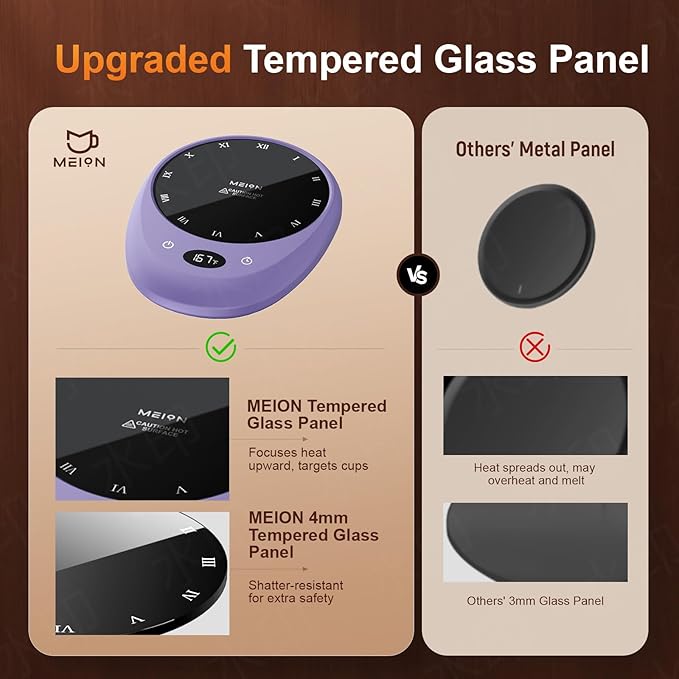 MEION Coffee Mug Warmer for Desk, Coffee Cup Warmer, 4 Temp Settings & 1-12H Timer, Coffee Warmer with Auto Shut Off Smart Gravity Sensor, Beverage & Candle Warmer Coffee Gifts Accessories (Lavender)