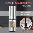 [Upgraded Larger Capacity] Electric Salt and Pepper Grinder Set with USB Charging Base, 95ml Large Capacity, Adjustable Coarseness,Stainless Steel Automatic Pepper Mill with One-Hand Operation, 1 Pack