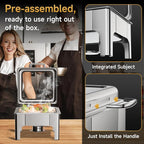 Chafing Dishes for Buffet, 6QT Square Stainless Steel Chafing Dish with Transparent Hydraulic Lid, 304 Food Pan, Buffet Warmer for Parties and Events (Silver)