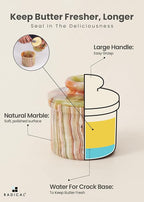 Radicaln Marble Butter Keeper 4.25'' Inches Green Onyx Handmade Butter Storage Container French Butter Dish for Kitchen Countertop & Butter Crock For Counter With Water
