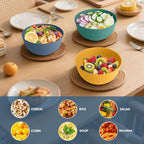 Wheat Straw Bowls - Cereal Bowls Set of 6 | Unbreakable Pastic Bowl Reusable, Dishwashe and Microwave Safe Bowls, Kitchen Bowl for Soup, Salad, Picnic, Camping (Multi Colors)