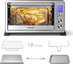 TOSHIBA AC25CEW-SS Large 6-Slice Convection Toaster Oven Countertop, 10-In-One with Toast, Pizza and Rotisserie, 1500W, Stainless Steel, Includes 6 Accessories