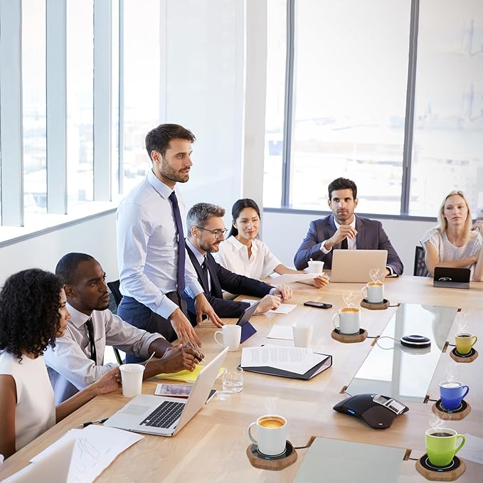 Smart Beverage Heating Plate Candle Wax Cup Warmer Electric Thermostat Coaster for Hot Coffee Milk Tea Water Cocoa Desk Home Office Use (R1 Wood Grain)