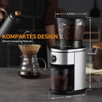 Burr Coffee Grinder, Electric Conical Coffee Bean Grinder With 30 Adjustable Grind Settings For 2-12 Cups, Sliver & Black