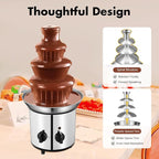 4 Tier Electric Chocolate Fondue Fountain Machine, Chocolate Fountain Electric Melting Machine with Anti-Slip Support Feet for Chocolate Candy Ranch Sauce Cheese Sauce Barbecue Sauce