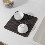 Silicone Dish Drying Mat for Multiple Usage,Easy clean,Eco-friendly,Heat-resistant Silicone Mat for Kitchen Counter or Sink,Refrigerator or Drawer liner Coffee M 12 inches x 12 inches