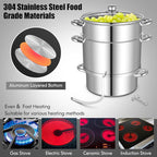 Giantex 11 Quart Juice Steamer Fruit Vegetables Juicer Steamers w/Tempered Glass Lid, Hose, Clamp, Loop Handles Stainless Steel Steam Juicer Multipots Kitchen Cookware for Making Juice, Jelly, Pasta