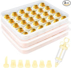 3 Pack 90-Count Deviled Egg Containers with Lid & 8 Pcs Deviled Egg Piping Tool, Transparent Deviled Egg Tray – Stackable Racks for Refrigerators, Suitable for Parties, Easter, Travel