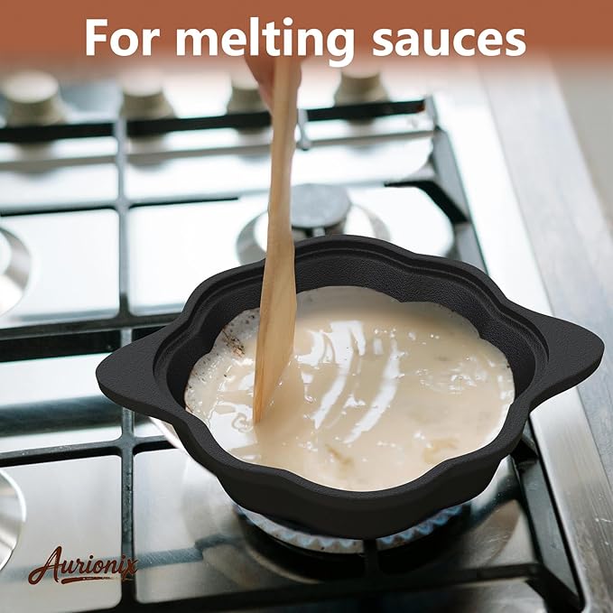 Cast Iron Sauce Pan with Steamer Basket & Lid three-ply, Cast Iron Steamer for Cooking Set, Butter Melting Pot, Garlic Roasters, Food pretreatment for Stovetop, Grilling & Camping