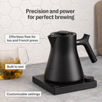 Fellow Corvo EKG Pro Electric Tea Kettle - Quick Heating, Precise Temperature Control Electric Kettle, Scheduling, Built-in Brew Timer for Boiling Water - Matte Black with Walnut Handle - 0.9 Liter