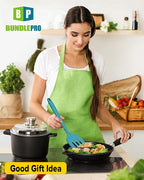 Pack of 2 Silicone Spatula Turners, Non Stick Slotted Kitchen Spatula Set, Heat Resistant BPA Free Kitchen Utensils, One-Piece Design, Suitable for Flipping Fish, Eggs, Steak, Pancakes(BLUE)