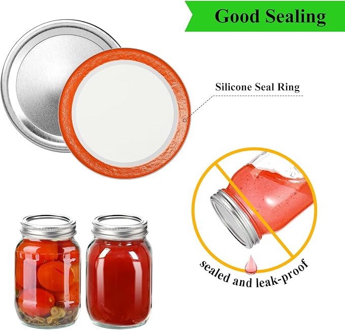 100-Count Canning Lids, Wide Mouth Mason Jars Lids for Ball/Kerr Jar, Large Mouth and Split-Type (Only Lids)