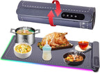 Warming Mat For Food Chafing Dishes for Buffet,Food Warming Mat,Portable Food Warmer,Counter Silicone Warming Mat With 6 Level Temperature 6 Hours Timers (XL 24"x16") Grey Fathers Day
