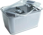 Kitchen Spaces Colander Stackable Food Storage Bin, Large, Gray, 11"L x 7"W x 9"H