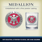 Heritage Pewter Virginia Military Institute Double Old Fashion | Double Rocks Glass 14 OZ for Liquor | Expertly Crafted Pewter Glass