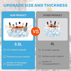 Ice Bucket 2 PCS for Parties 5.5 Liter Large Clear Champagne Beer Tub Mimosa Bar Supplies Kit Acrylic Plastic Wine Beverage Bucket with 2PCS Ice Bucket Scoop for Cocktail Bar& Mimosa Bar Supplies