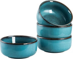 Henten Home Ceramic Cereal Bowl Set, 26 OZ Noodle Bowls Set of 4, Porcelain Salad Bowls for Kitchen, Reactive Glaze Serving Soup Bowls for Ramen, Oatmeal, Microwave Safe (Aqua)