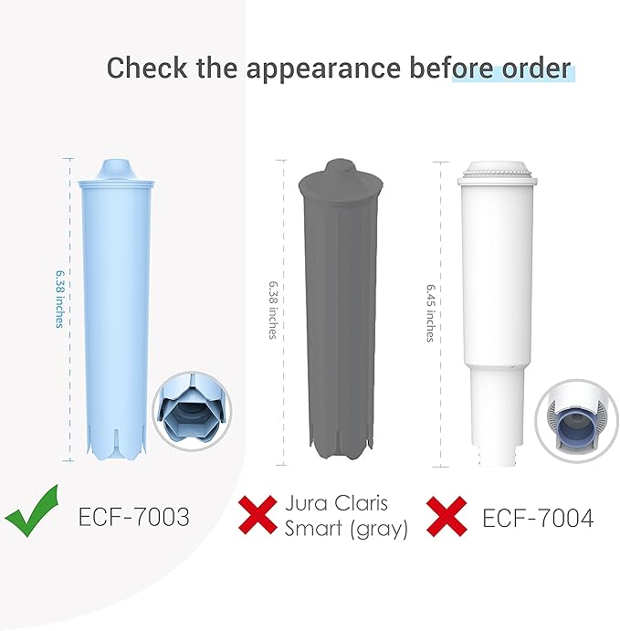 EcoAqua Replacement Coffee Filter, Replacement for Jura® Clearyl/Claris Blue Capresso® Clearyl Coffee Machine Water Filter, Jura® Filter, Pack of 6