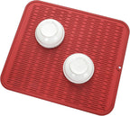 Silicone Dish Drying Mat for Multiple Usage,Easy clean,Eco-friendly,Heat-resistant Silicone Mat for Kitchen Counter or Sink,Refrigerator or Drawer Liner Red XL 18 inches x 16 inches