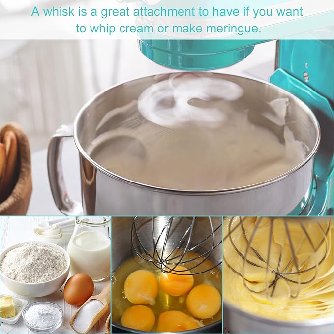 Wire Whip for KitchenAid Stand Mixer, airkitrep K5AWW Whisk Replacement, Stainless Steel 6 Wire Whip Attachment, Balloon Whisk Fit for Kitchen Aid 5 Quart Bowl-Lift, Ideal for Beating Eggs, Cream